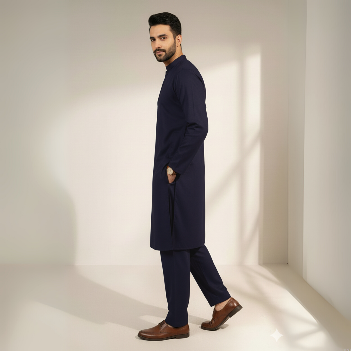 NAVY TARGET SUITING - (WASH AND WEAR)