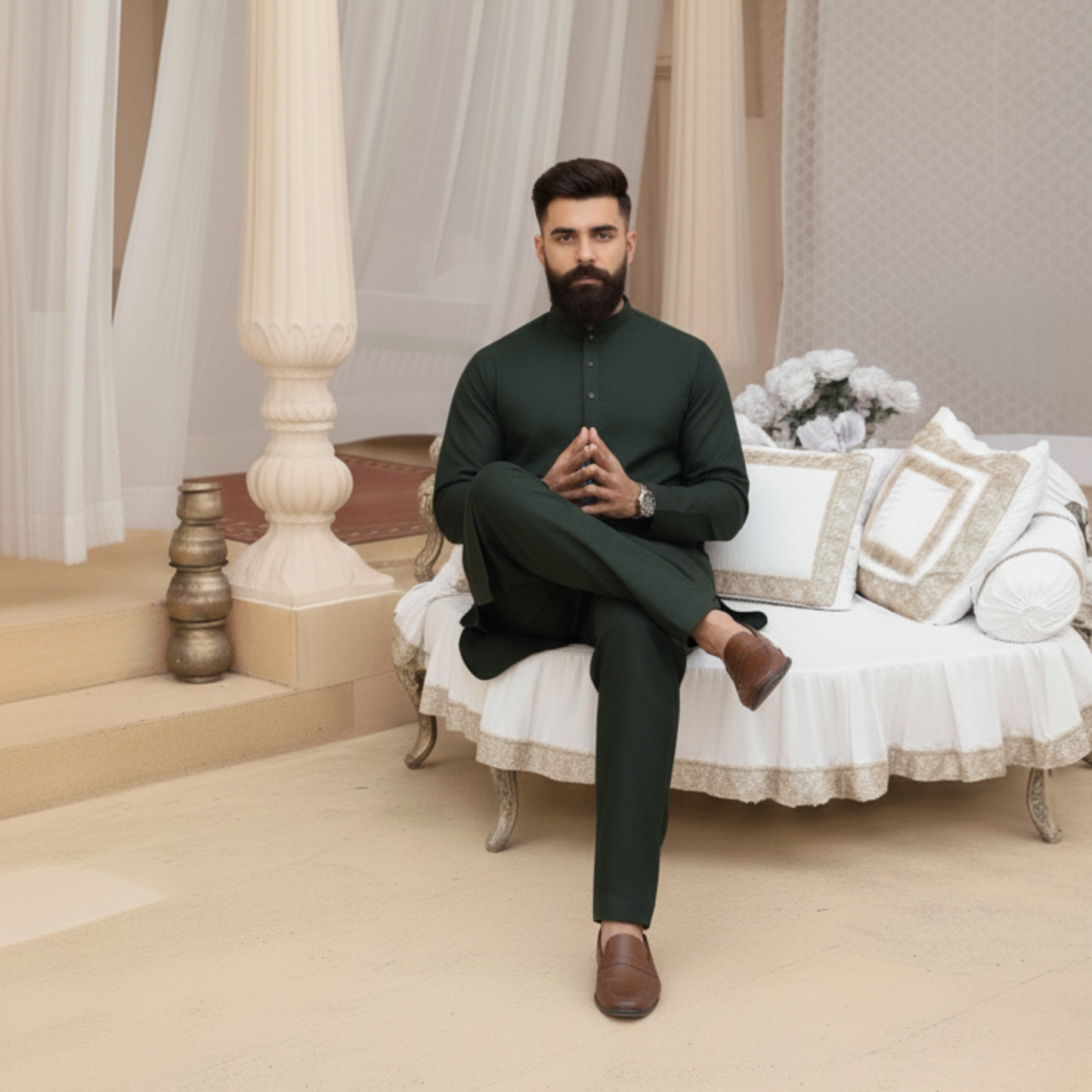 PEARL GREEN SHAH JAHAN - (WASH AND WEAR)