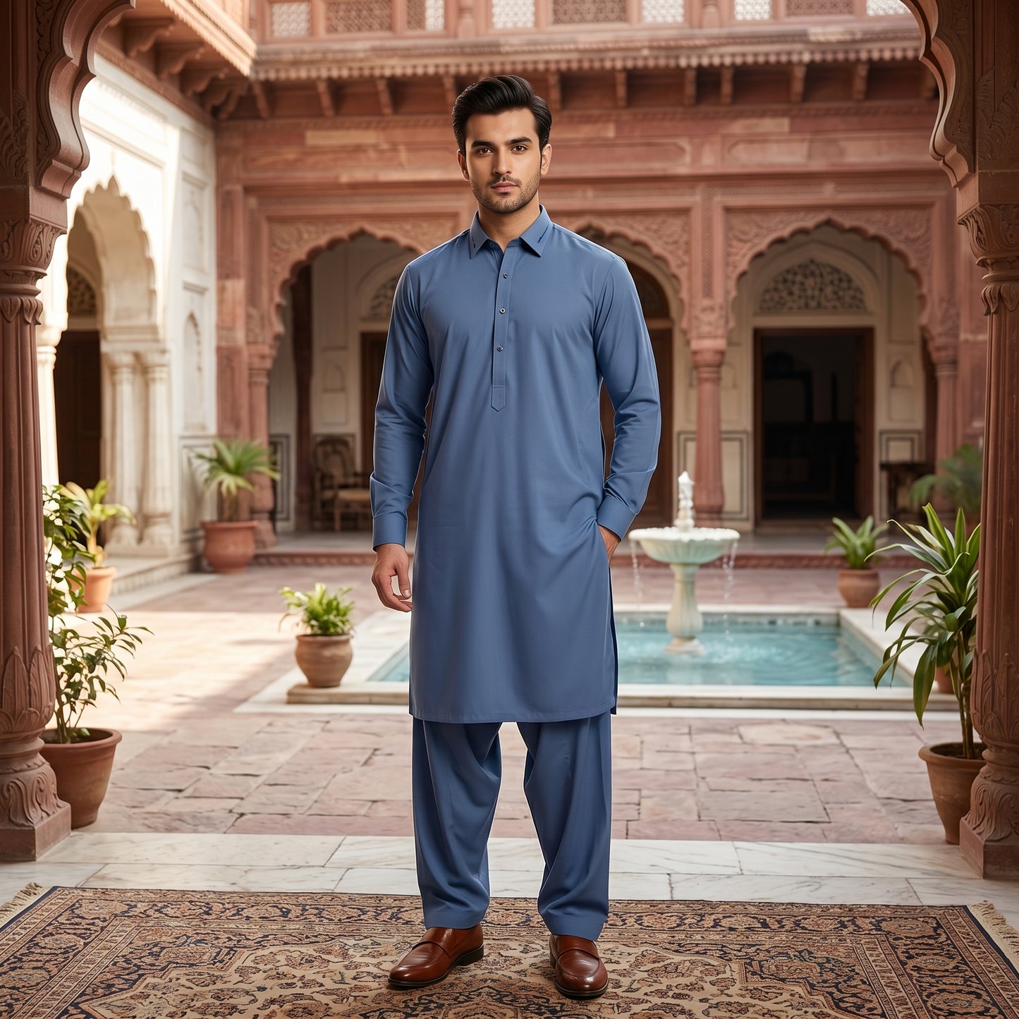 BLUE SHAHSAWAR STITCHED - LUXURY COLLECTION