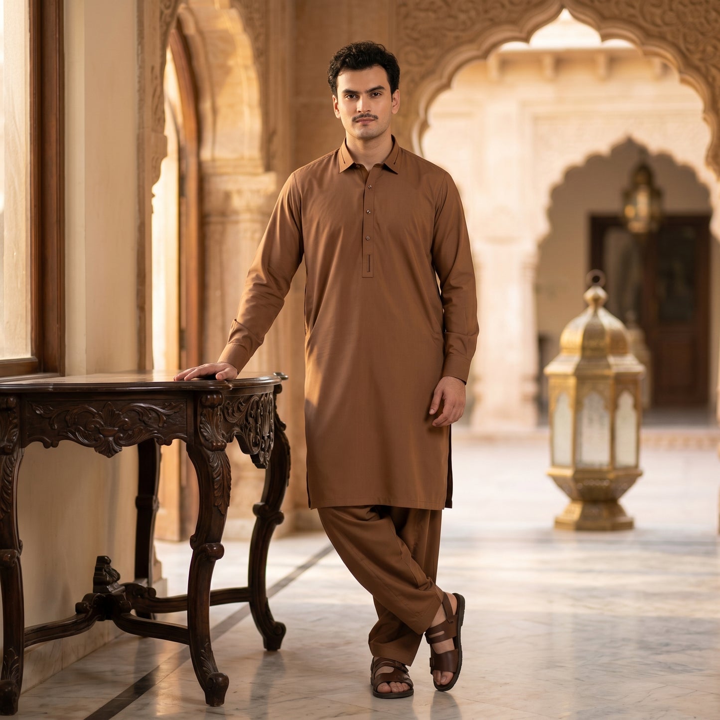 CARAMEL SHAHSAWAR STITCHED - LUXURY COLLECTION