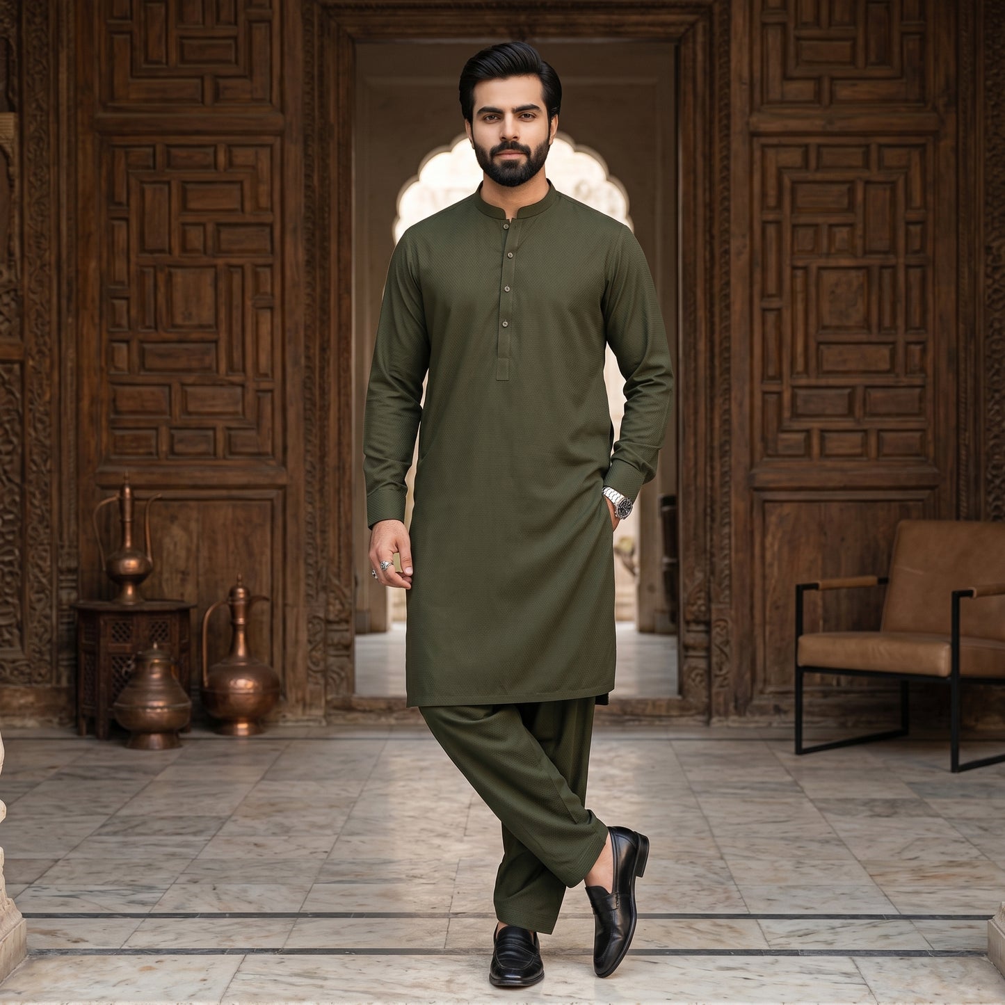 MAJESTIC - OLIVE GREEN (WASH AND WEAR)