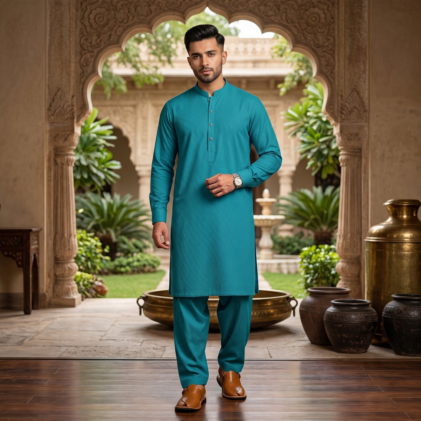 TURQUOISE GUL SHINE - (COTTON)