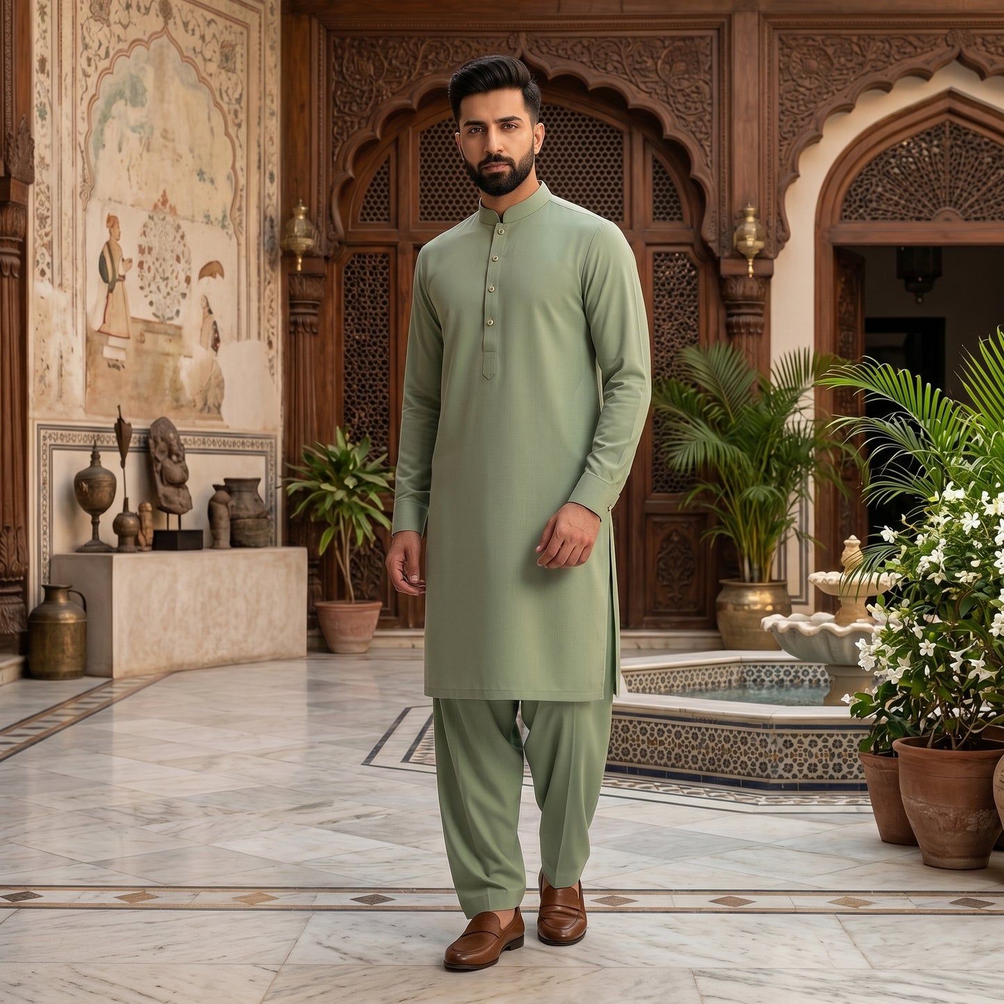 GREEN ALAMGHIR - (WASH AND WEAR)