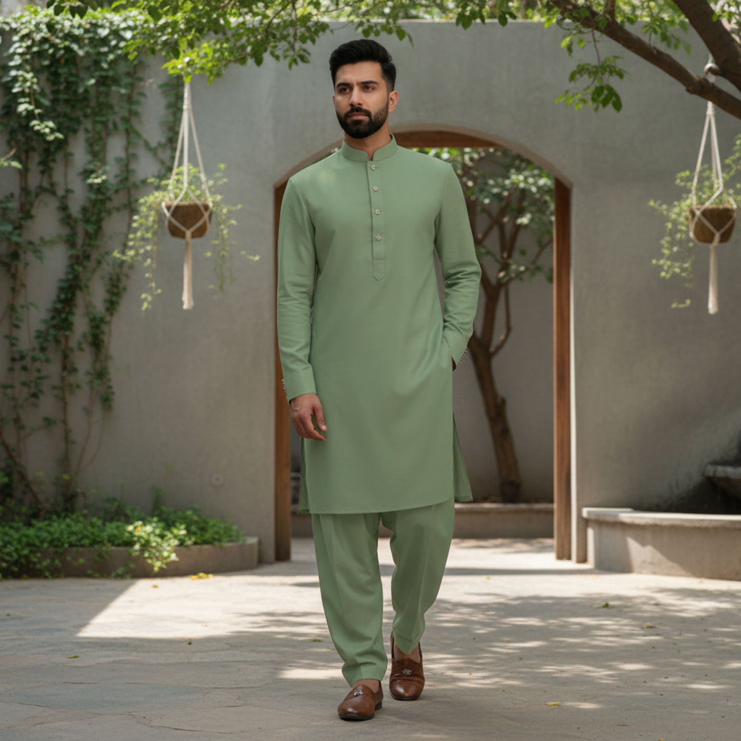 GREEN ALAMGHIR - (WASH AND WEAR)