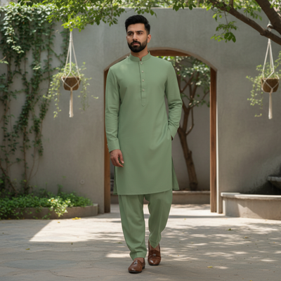 GREEN ALAMGHIR - (WASH AND WEAR)