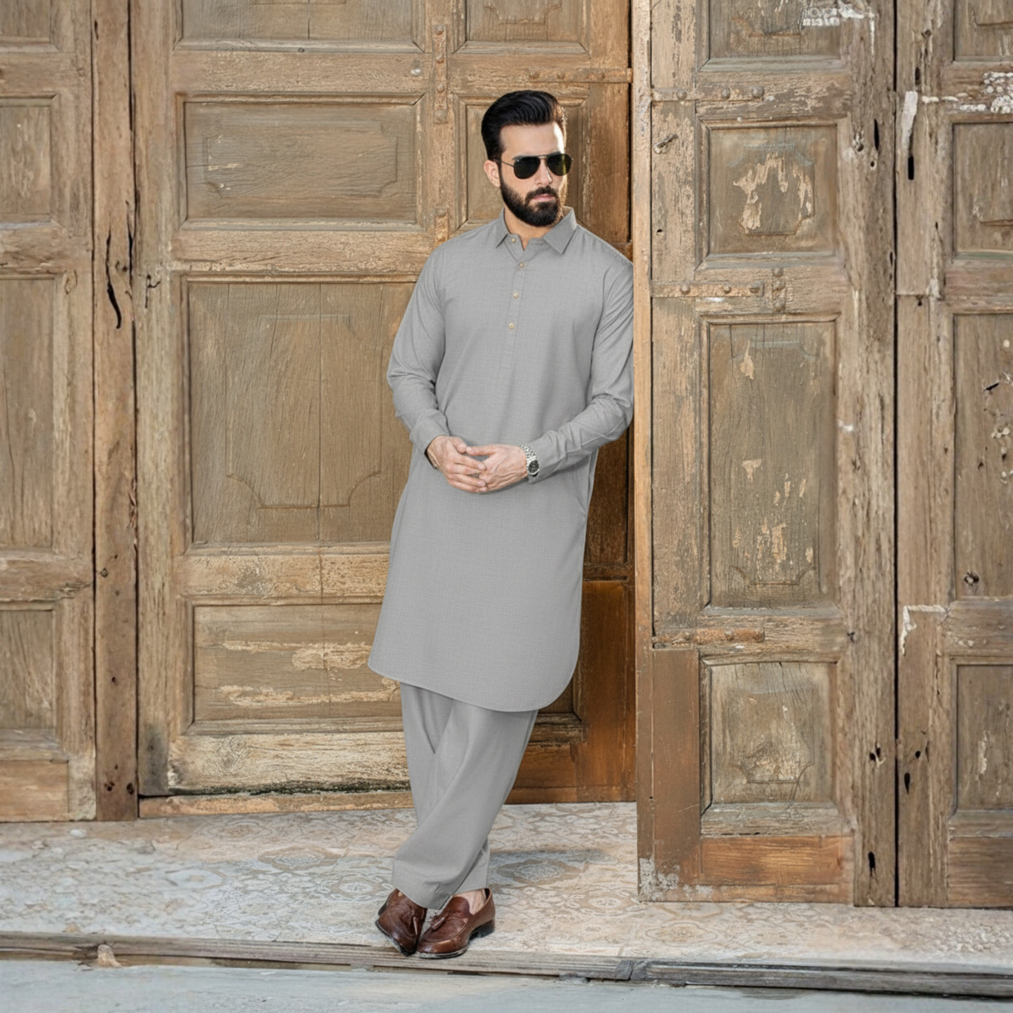 L.GREY SHEMRAY SUITING - (WASH AND WEAR)