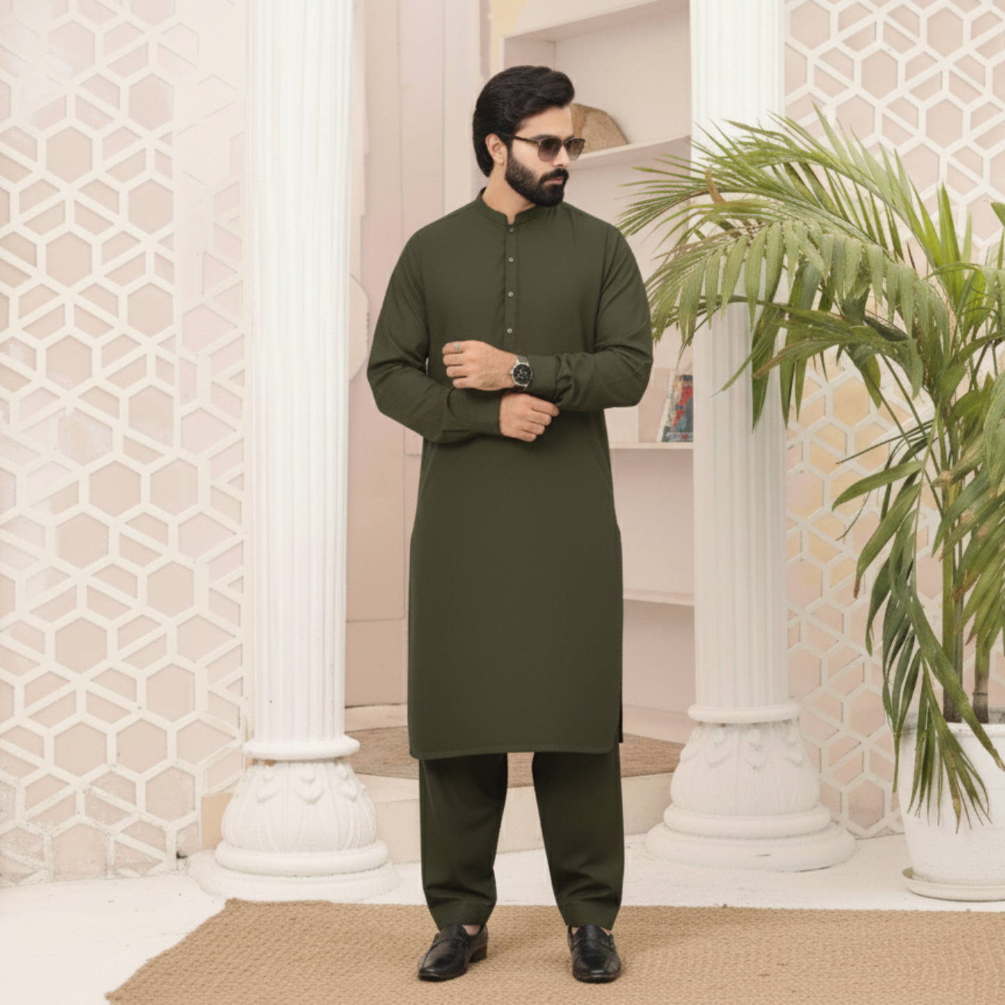 MAJESTIC - OLIVE GREEN (WASH AND WEAR)