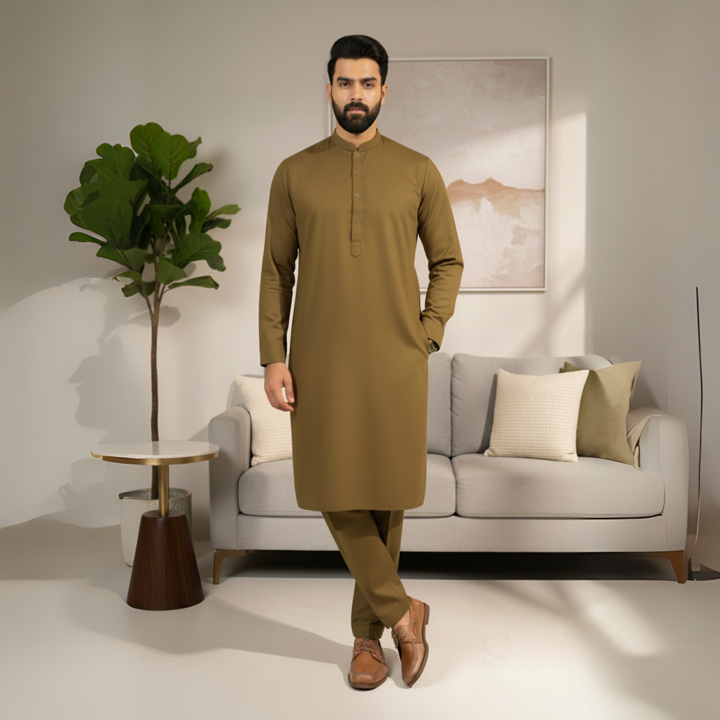 BROWN TARGET SUITING - (WASH AND WEAR)