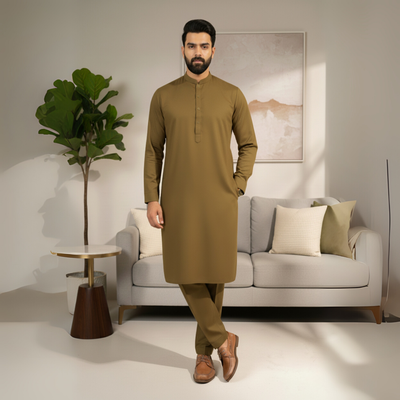 BROWN TARGET SUITING - (WASH AND WEAR)