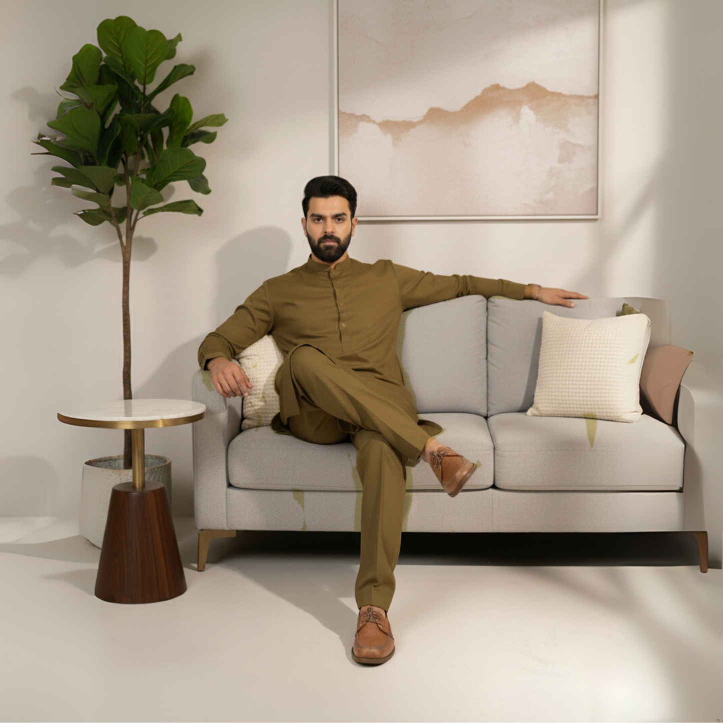 BROWN TARGET SUITING - (WASH AND WEAR)