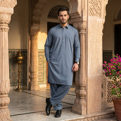 D.BLUE SHAHSAWAR STITCHED - LUXURY COLLECTION